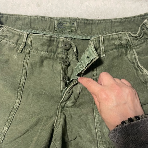Olive Green cutoff utility shorts by American Eagle Outfitters size 2 - Picture 3 of 4